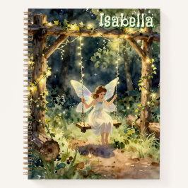 Enchanted Fairy on a Swing in a Magical Forest Notizblock