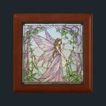 Enchanted Fairy Portal Erinnerungskiste<br><div class="desc">Ein zauberhaftes Märchen-Portal mit grünen Weinreben bemalte Glas Illusion Keramik Kachel für ein junges Mädchenzimmer. Ein Ort,  um ihren Schmuck und ihre Schätze zu speichern.</div>