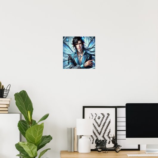Enchanted Fairy Prince with Emerald Eyes Poster (Heimbüro)