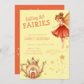 Enchanted Fairy Tea Garden Birthday Party Einladung (Vorne/Hinten)