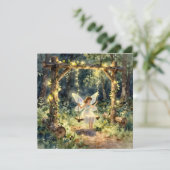 Enchanted Fairy Themed Girl's Birthday Karte (Stehend Vorderseite)