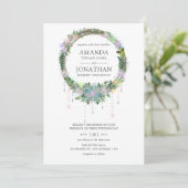 Enchanted Fairy Wreath Wedding Einladung (Stehend Vorderseite)