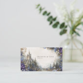 Enchanted Fairytale Castle Floral Mountain Valley Visitenkarte (Stehend Vorderseite)