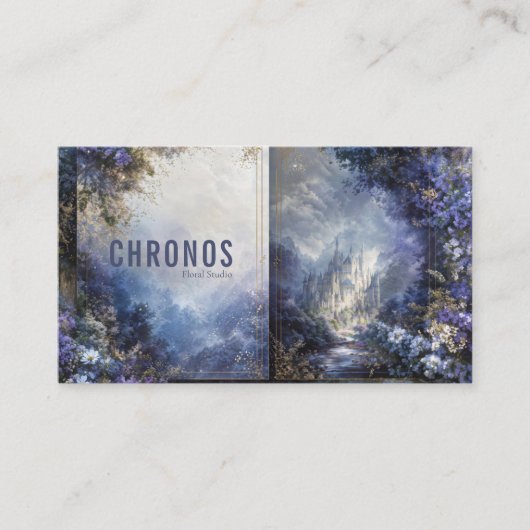 Enchanted Fairytale Castle Purple Floral Gold Mist Visitenkarte (Vorderseite)