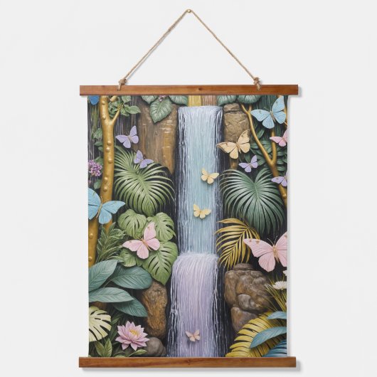 Enchanted Falls Oasis Wandteppich Mit Holzrahmen (Vorderseite)