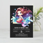 Enchanted Fantasy Mermaid Birthday Einladung (Stehend Vorderseite)