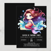 Enchanted Fantasy Mermaid Birthday Einladung (Vorne/Hinten)