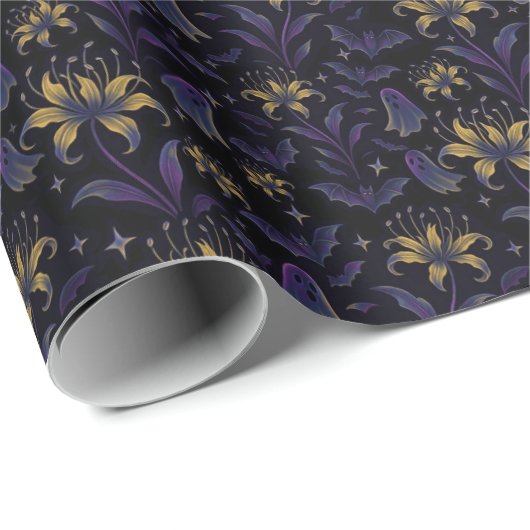 Enchanted Floral Bat Wrapping Paper Geschenkpapier (Rolleneckpunkt)