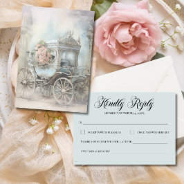Enchanted Floral Carriage Fairytale Wedding Mail RSVP Karte