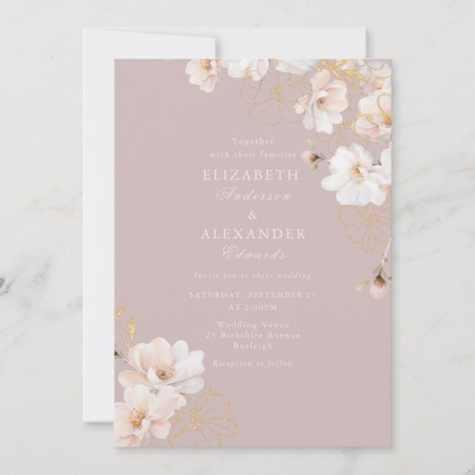 Enchanted Florals Wildflower Blush Pink Wedding Einladung (Vorderseite)
