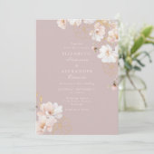 Enchanted Florals Wildflower Blush Pink Wedding Einladung (Stehend Vorderseite)