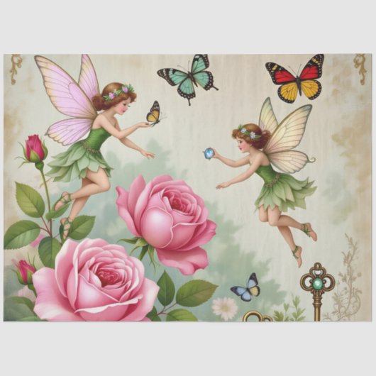 Enchanted Flroral Fairies Garden Seidenpapier (Vorderseite)