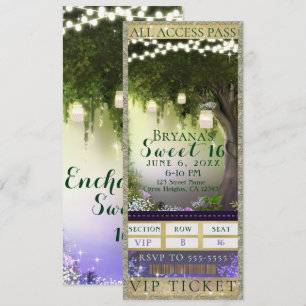Enchanted Forest Access VIP Sweet 16 Party Ticket Einladung