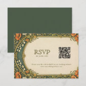 Enchanted Forest Art Nouveau RSVP with QR Code Begleitkarte (Vorne/Hinten)
