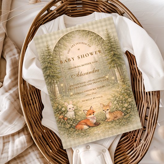 Enchanted Forest Baby Animals Baby Shower Einladung