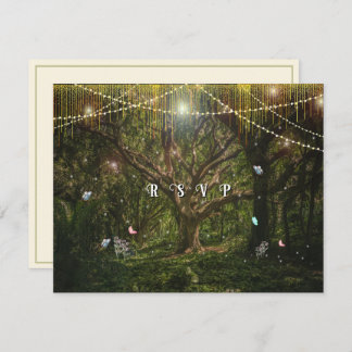 Enchanted Forest Butterflies Gold Lights RSVP Karte