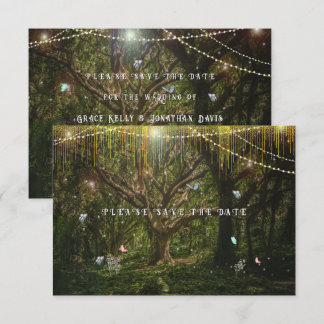 Enchanted Forest Butterflies Gold Lights Save The Date