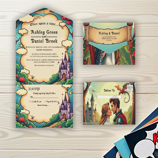 Enchanted Forest Castle Woodland Fairytale Wedding All In One Einladung
