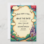Enchanted Forest Castle Woodland Fairytale Wedding Save The Date (Vorderseite)
