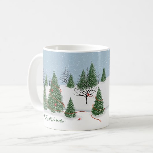Enchanted Forest Christmas Day Mug Kaffeetasse (Vorderseite Links)