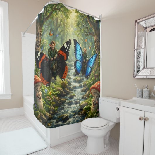 Enchanted Forest elf butterfly rider shower curtai Duschvorhang (Beispiel)