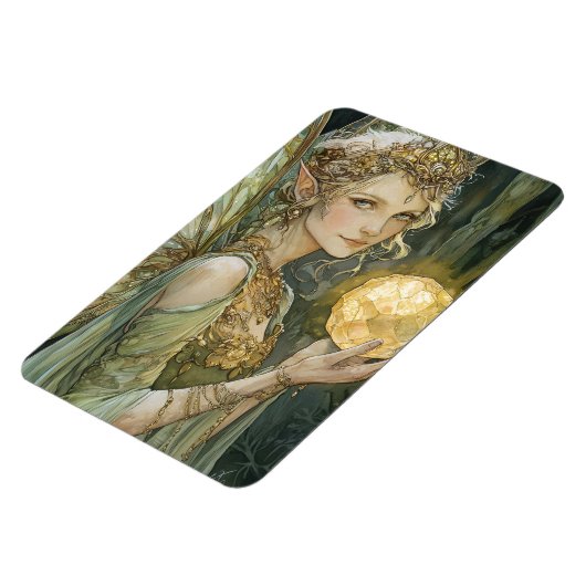 Enchanted Forest Elf Maiden With Crystal Ball Magnet (Linke Seite)
