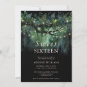 Enchanted Forest Emerald Floral Fairy Sweet 16 Einladung (Vorderseite)