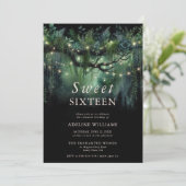 Enchanted Forest Emerald Floral Fairy Sweet 16 Einladung (Stehend Vorderseite)