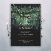 Enchanted Forest Emerald Floral Fairy Sweet 16 Einladung