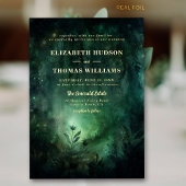 Enchanted Forest Emerald Gold Chic Elegante Hochze Folieneinladung