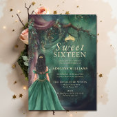 Enchanted Forest Emerald Gold Fairytale Sweet 16 Einladung