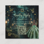 Enchanted Forest Emerald Green Bat Mitzvah QR UAWG Begleitkarte<br><div class="desc">Personalisieren Sie diese bezaubernde Bat Mitzvah UAWG mit einer QR-Code-Karte einfach und schnell. Klicken Sie einfach auf die Schaltfläche Entwurfswerkzeuge bearbeiten, um den Text weiter zu bearbeiten, die Schriftart-Stile und die Schriftart-Farben zu ändern. Mit einem Mädchen gekleidet in einem smaragdgrünen Kleid und einem verzauberten Waldhintergrund. Die Schmetterlinge, Mädchen und Stern...</div>