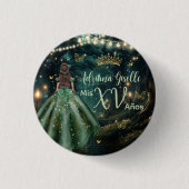 Enchanted Forest Emerald Green Quinceañera 16. Button (Vorderseite)