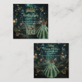 Enchanted Forest Emerald Green Quinceañera QR UAWG Begleitkarte (Vorne/Hinten)