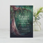 Enchanted Forest Emerald Mauve Mairytale Sweet 16 Einladung (Stehend Vorderseite)