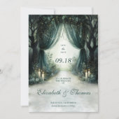 Enchanted Forest Emerald Moody Dark Foto Wedding Save The Date (Vorderseite)