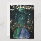 Enchanted Forest Emerald & Navy Twins Quinceañera Einladung (Rückseite)
