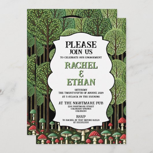 Enchanted Forest Engagement Party Einladung (Vorne/Hinten)