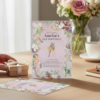 Enchanted Forest Fairy Birthday Party Invite Einladung