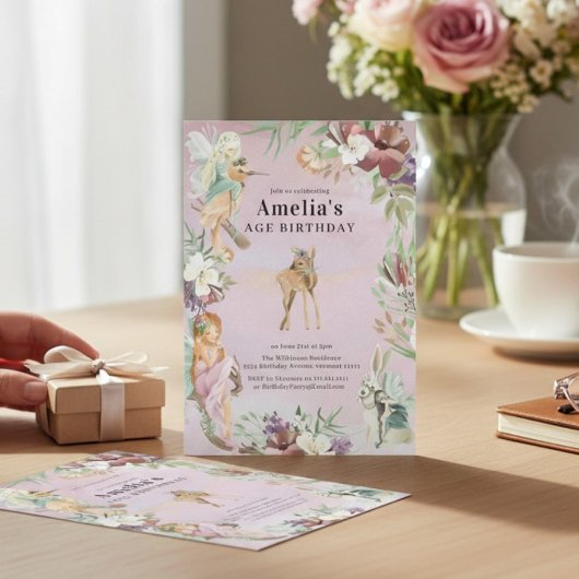 Enchanted Forest Fairy Birthday Party Invite Einladung