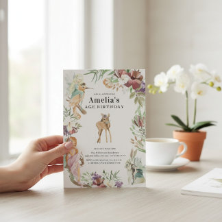 Enchanted Forest Fairy Birthday Party Invite Einladung