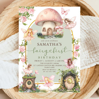 Enchanted Forest Fairy First Birthday Invitation Einladung