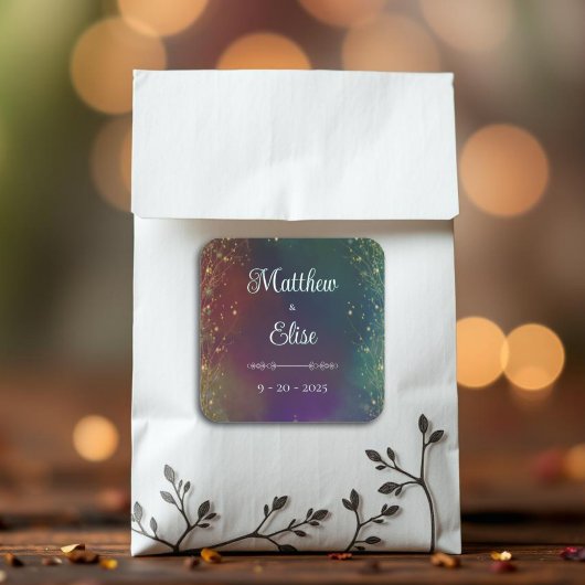 Enchanted Forest Fairy Lights Fantasy Wedding Quadratischer Aufkleber