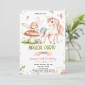 Enchanted Forest Fairy Unicorn Birthday Invitation Einladung (Stehend Vorderseite)