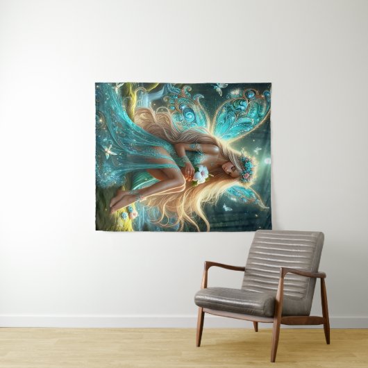 Enchanted Forest Fairy Wandteppich (Beispiel (Horizontal))