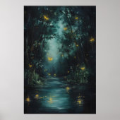 Enchanted Forest Fireflies Art Printable Magical Poster (Vorne)