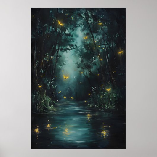 Enchanted Forest Fireflies Art Printable Magical Poster (Vorne)