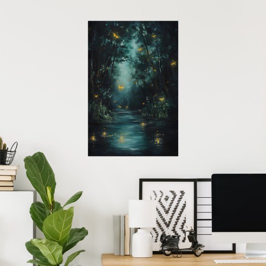 Enchanted Forest Fireflies Art Printable Magical Poster (Heimbüro)