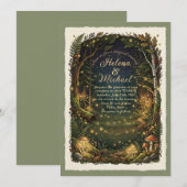 Enchanted Forest Firefly Wedding Invitation Einladung (Vorne/Hinten)
