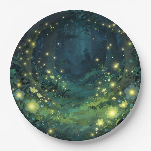 Enchanted Forest Glow Magical Night Pappteller (Vorderseite)